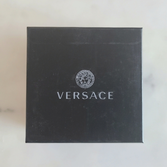 Versace Greca Slide Bracelet, Adjustable, Blue | Goldtone, NIB - Picture 3 of 15